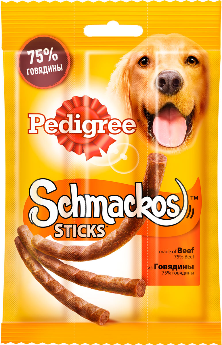  Лакомство Pedigree Schmackos для собак мясные палочки с говядиной 33 гр (1 шт)