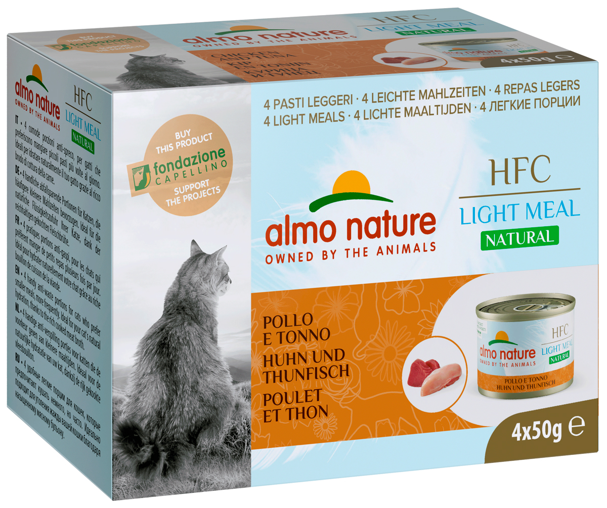 Classic Almo Nature Hfc Natural Light Meal набор банок для взрослых кошек с курицей и тунцом 4 шт х 50 гр (1 шт)