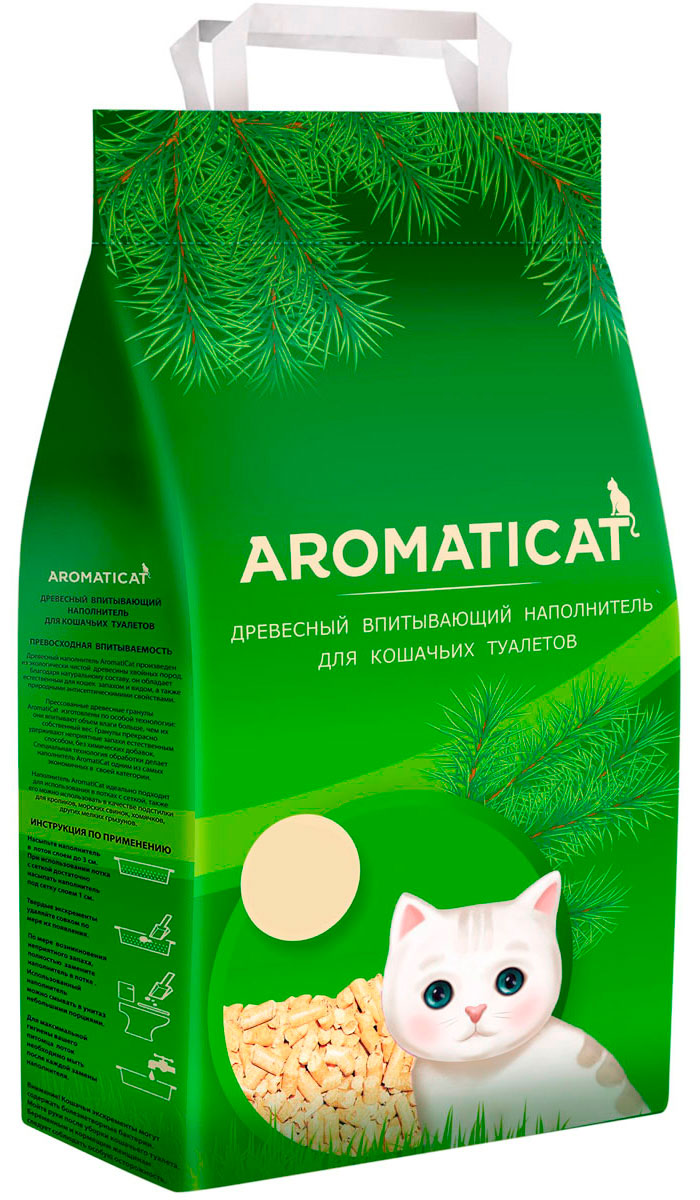 Aromaticat наполнитель древесный впитывающий для туалета кошек (10 л)