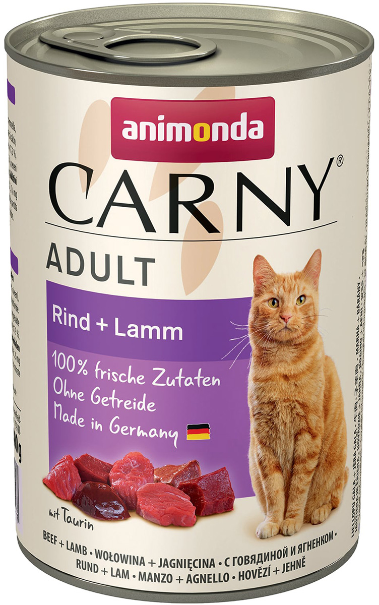 Animonda Carny Adult Rind & Lamm для взрослых кошек с говядиной и ягненком (400 гр)