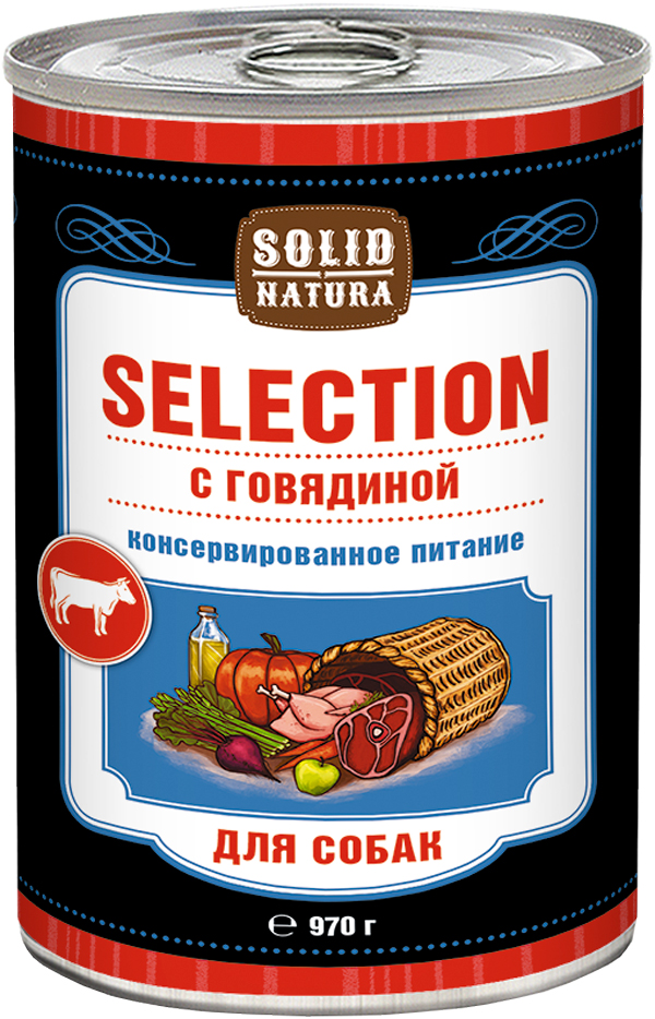 Solid Natura Selection для взрослых собак с говядиной  (970 гр х 6 шт)