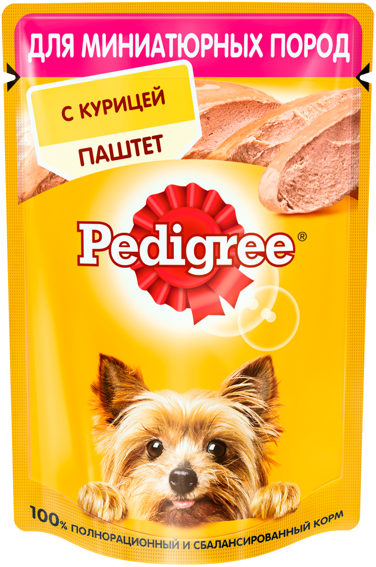 Pedigree для взрослых собак маленьких пород паштет с курицей  (80 гр)