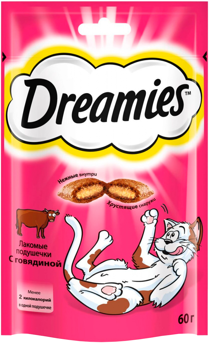 Лакомство Dreamies для кошек подушечки с говядиной (60 гр)