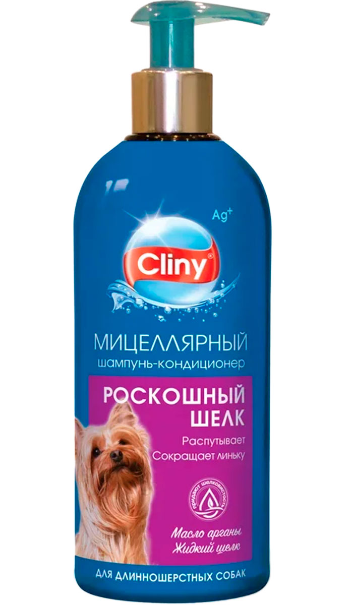 Cliny Роскошный шелк мицеллярный шампунь кондиционер для длинношерстных собак (300 мл)