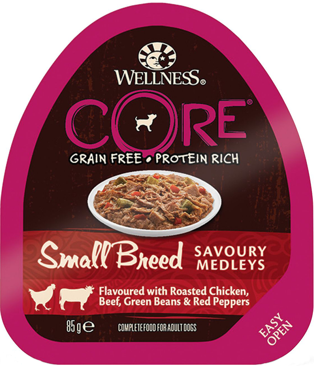 Wellness Core Dog для взрослых собак маленьких пород попурри с курицей, говядиной, фасолью и перцем  (85 гр)