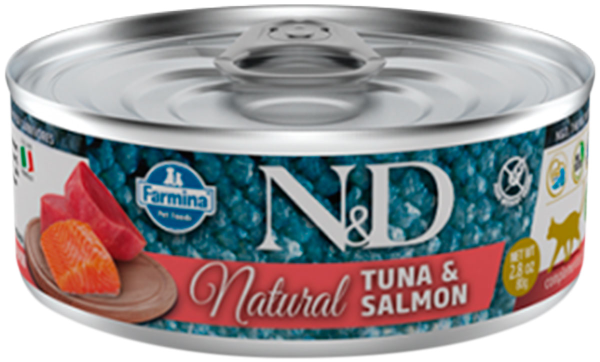 Farmina Cat N&d Natural Tuna & Salmon беззерновые для взрослых кошек с тунцом и лососем (80 гр х 12 шт)