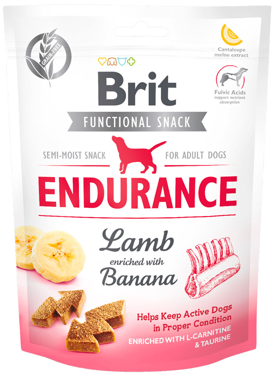 Лакомство Brit Care Endurance Lamb для активных взрослых собак с ягненком и бананами (150 гр)