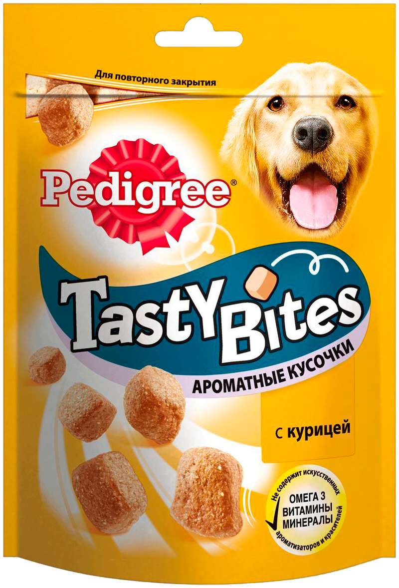   Магизоо Лакомство Pedigree Tasty Bites для собак ароматные кусочки с курицей (130 гр)