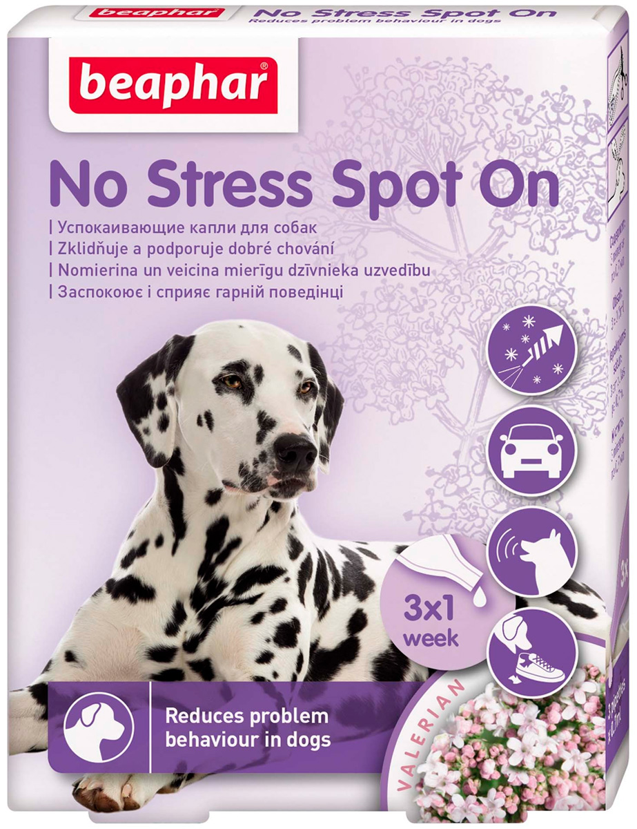 Коррекция поведения Beaphar No Stress Spot On успокаивающие капли для собак уп. 3 пипетки (1 шт)