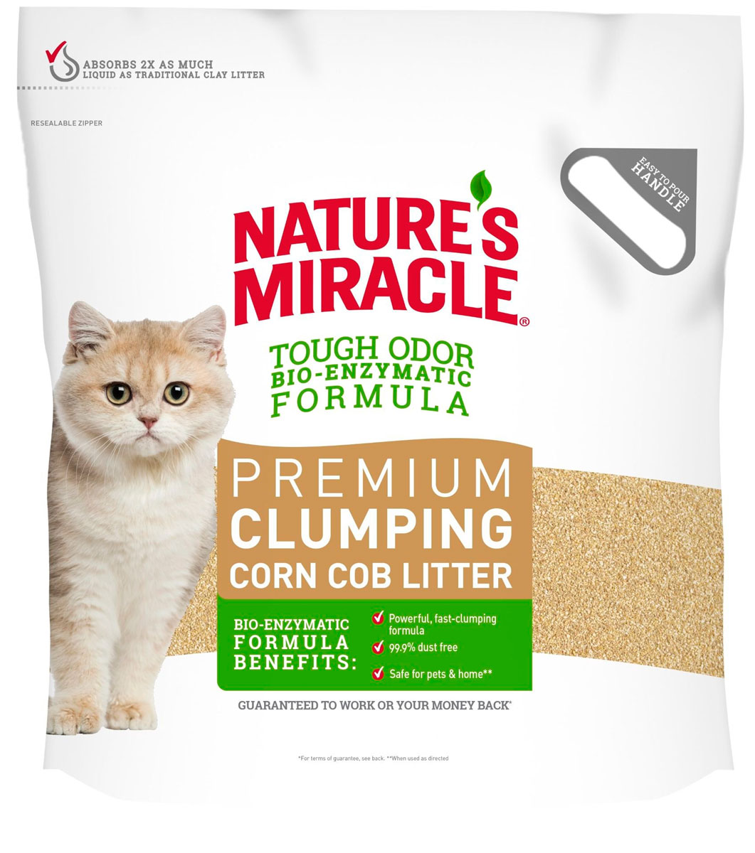 Nature’s Miracle Premium наполнитель комкующийся кукурузный для туалета кошек (10 + 10 л)