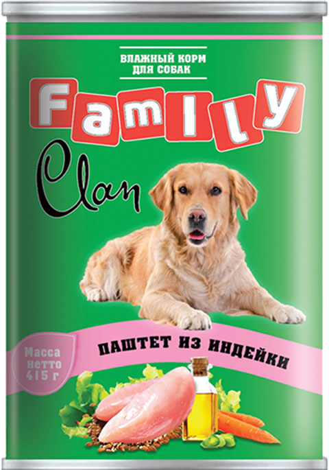  Clan Family для взрослых собак паштет с индейкой  (415 гр)