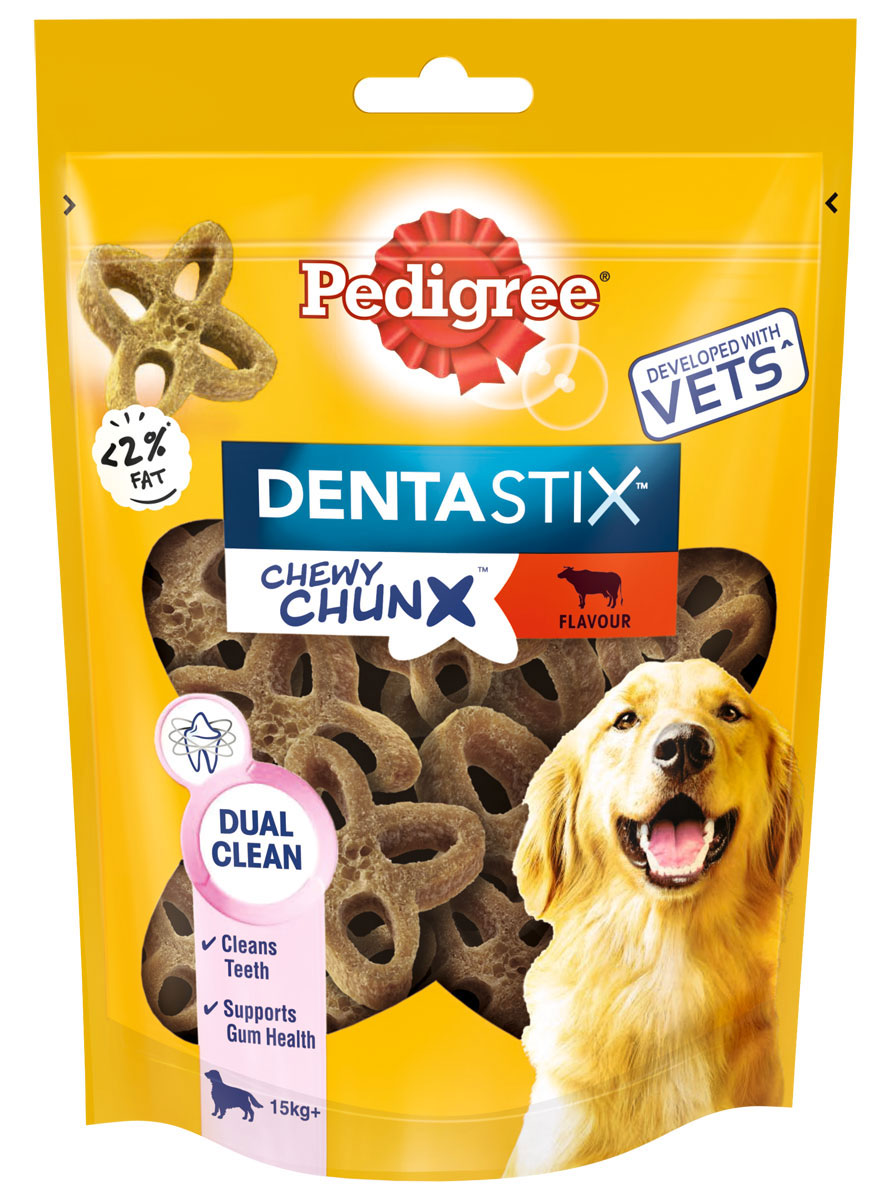 Лакомство Pedigree Denta Stix Chewy Chunx для собак средних и крупных пород для зубов жевательные кусочки с говядиной (68 гр)