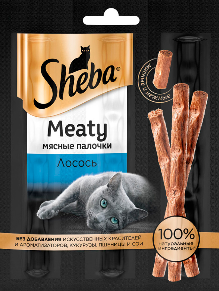 Sheba Meaty для кошек мясные палочки с лососем (12 гр)