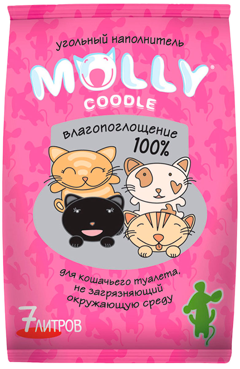 Molly Coddle наполнитель угольный комкующийся для туалета кошек (7 л)