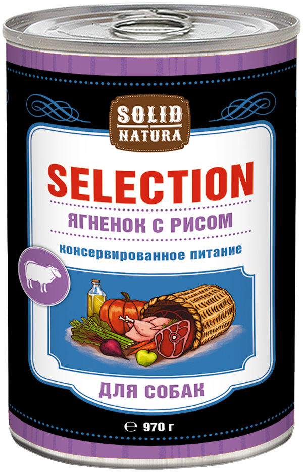 Solid Natura Selection для взрослых собак с ягненком и рисом  (970 гр)