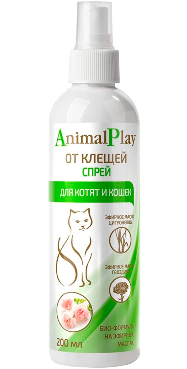 Animal Play спрей репеллентный для кошек и котят против против клещей, блох, вшей и власоедов 200 мл (1 шт)