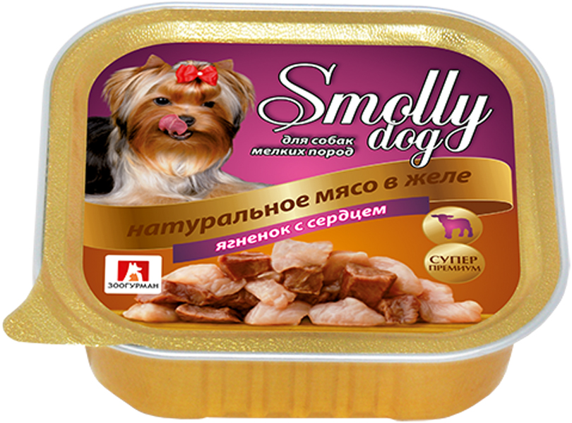 зоогурман Smolly Dog для взрослых собак маленьких пород с ягненком и сердцем  (100 гр х 15 шт)