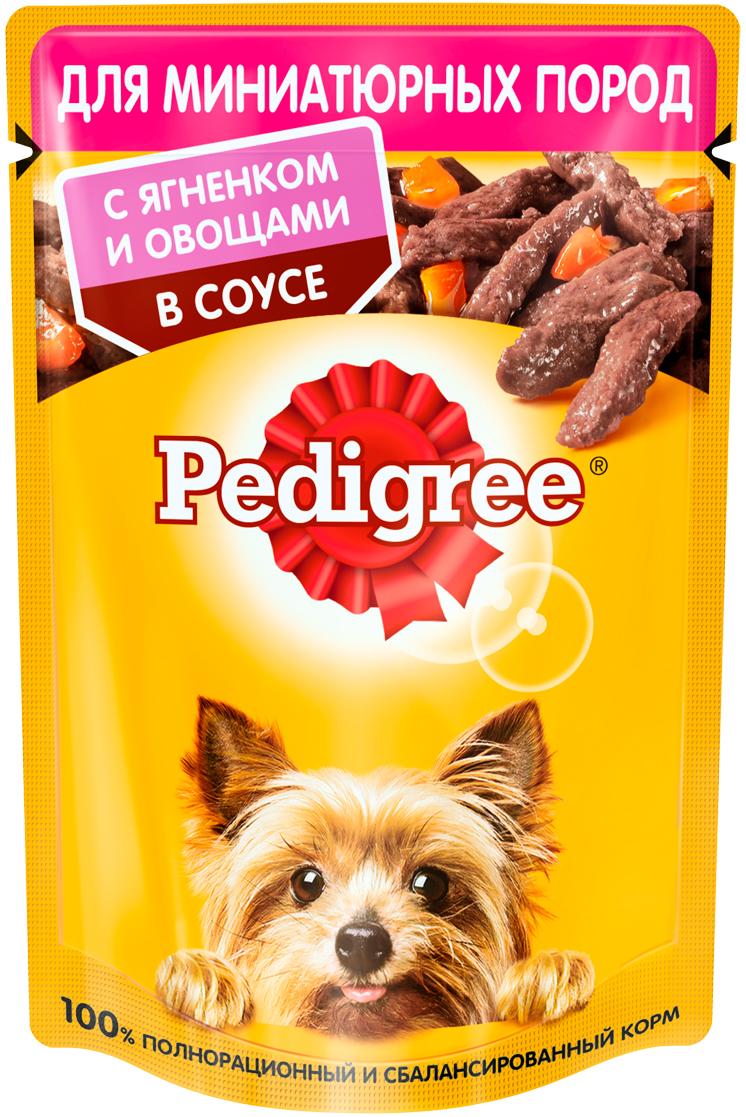 Pedigree для взрослых собак маленьких пород с ягненком и овощами в соусе  (85 гр)