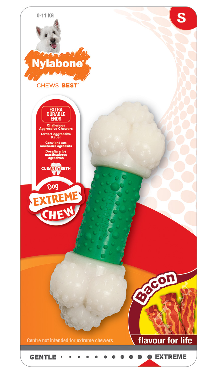 Игрушка для собак Nylabone Extreme Chew Double Action Chew косточка экстра-жесткая с ароматом бекона S (1 шт)