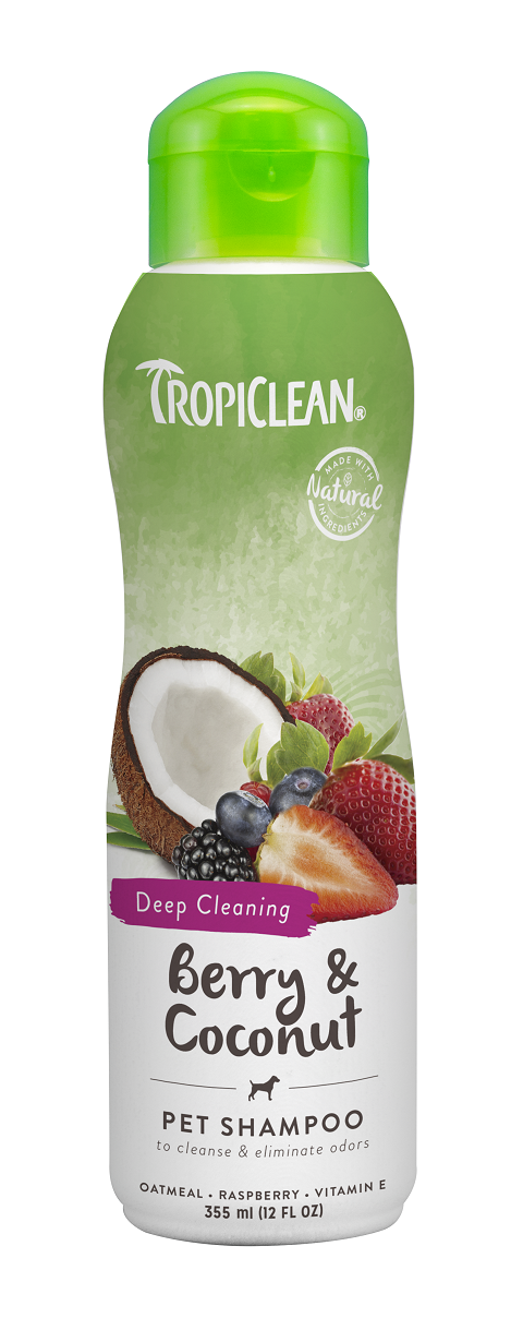 Tropiclean Deep Cleaning Shampoo Berry & Coconut – Тропиклин шампунь для собак и кошек от сильной грязи Ягодный с кокосом (355 мл)