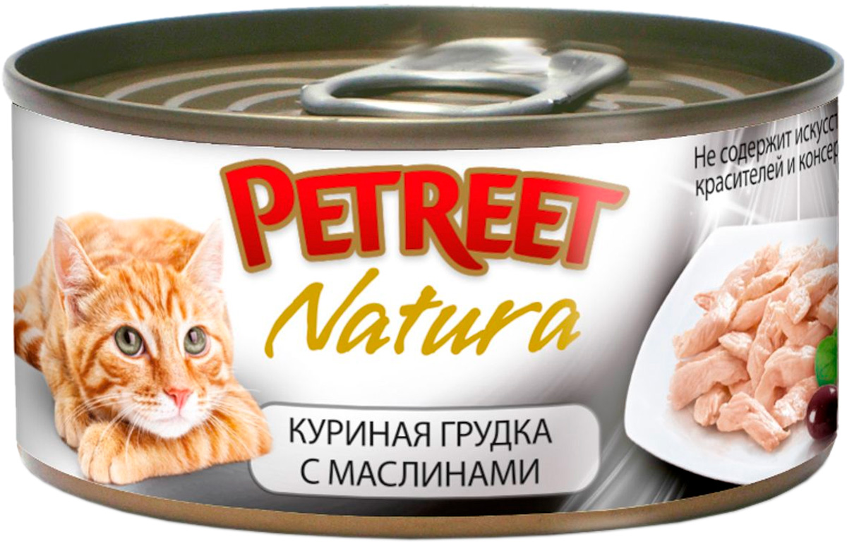   Магизоо Petreet Natura для взрослых кошек с куриной грудкой и оливками  (70 гр х 12 шт)