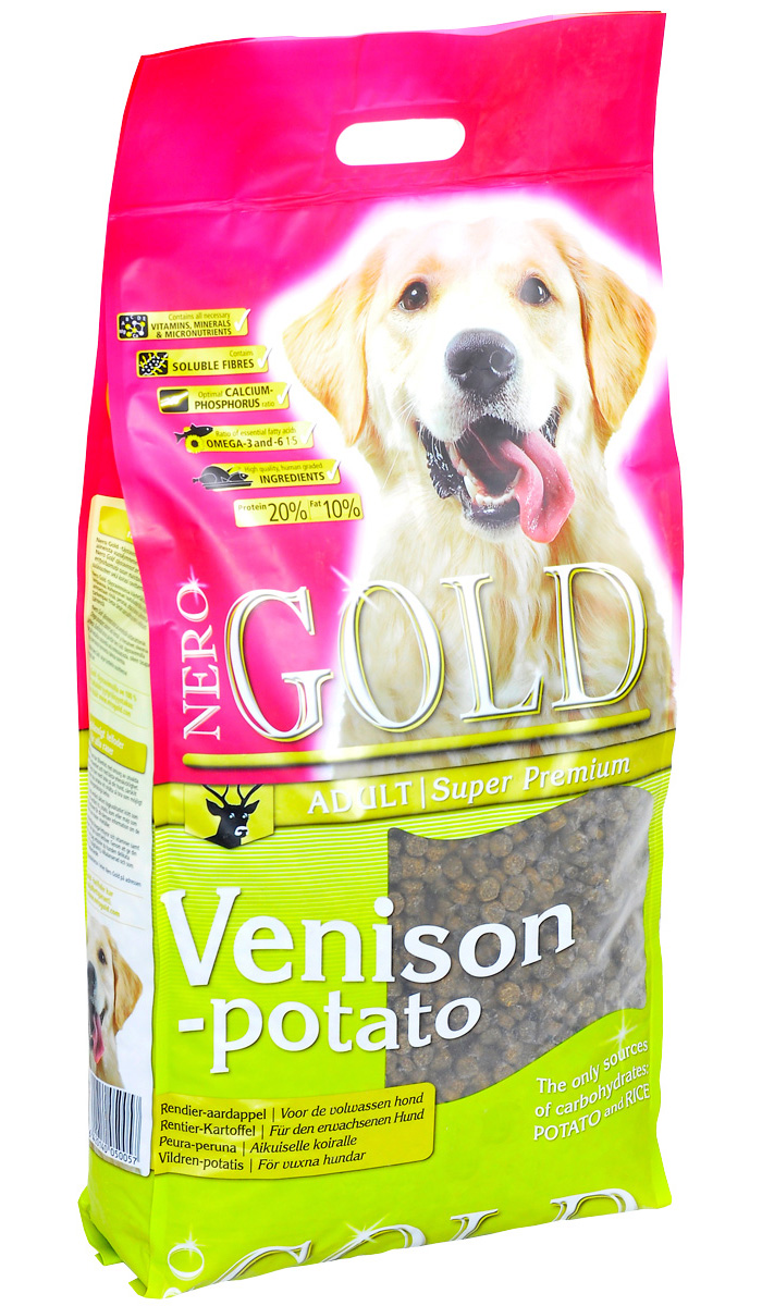 Nero Gold Dog Adult Venison & Potato для взрослых собак всех пород с олениной и сладким картофелем (18 + 18 кг)