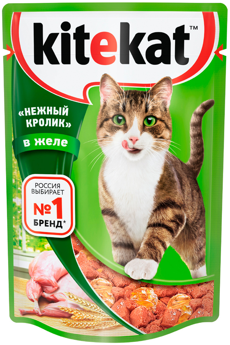 Kitekat для взрослых кошек с нежным кроликом в желе  (85 гр)