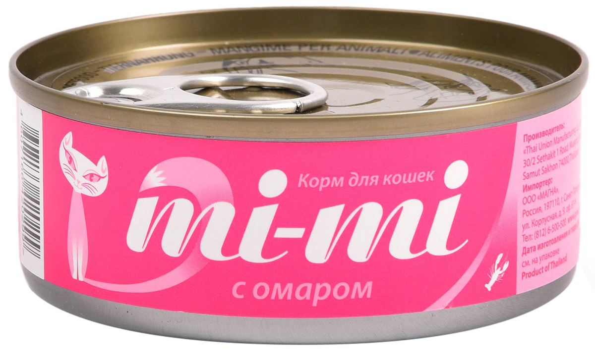 Mi-mi для кошек и котят с тунцом и омаром в желе  (80 гр х 24 шт)