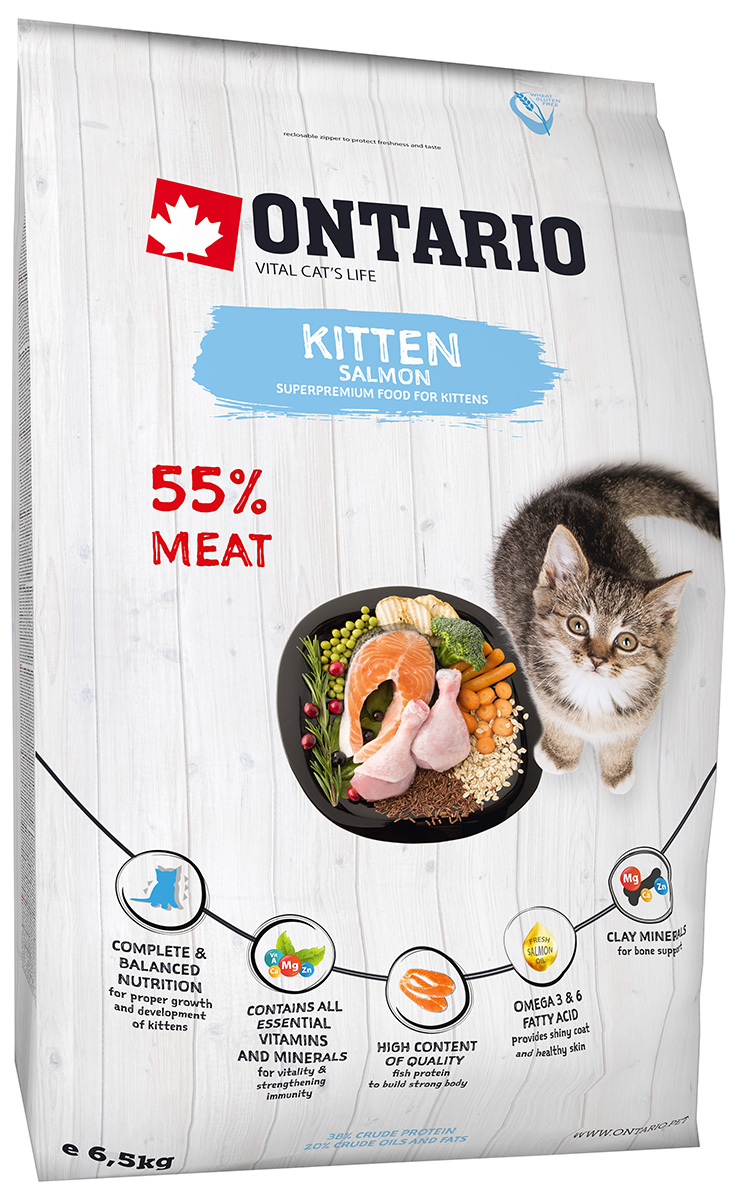 Ontario Kitten Salmon низкозерновой для котят с лососем (6,5 кг)