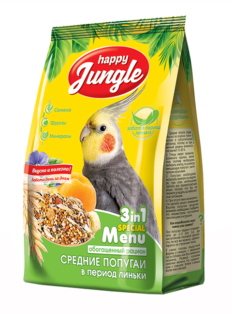   Магизоо Happy Jungle для средних попугаев в период линьки (500 гр)