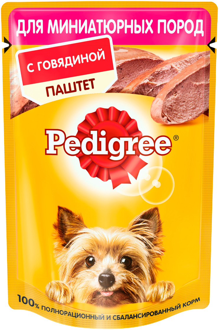 Pedigree для взрослых собак маленьких пород паштет с говядиной  (80 гр)