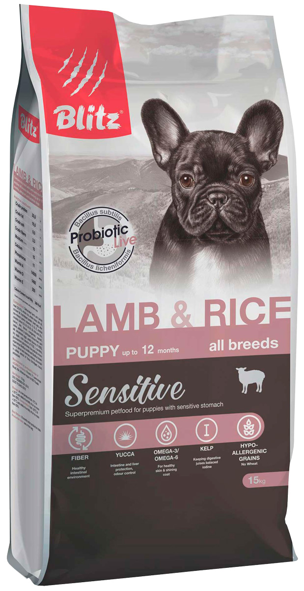 Blitz Sensitive Puppy All Breeds Lamb & Rice для щенков всех пород с ягненком и рисом (15 кг)