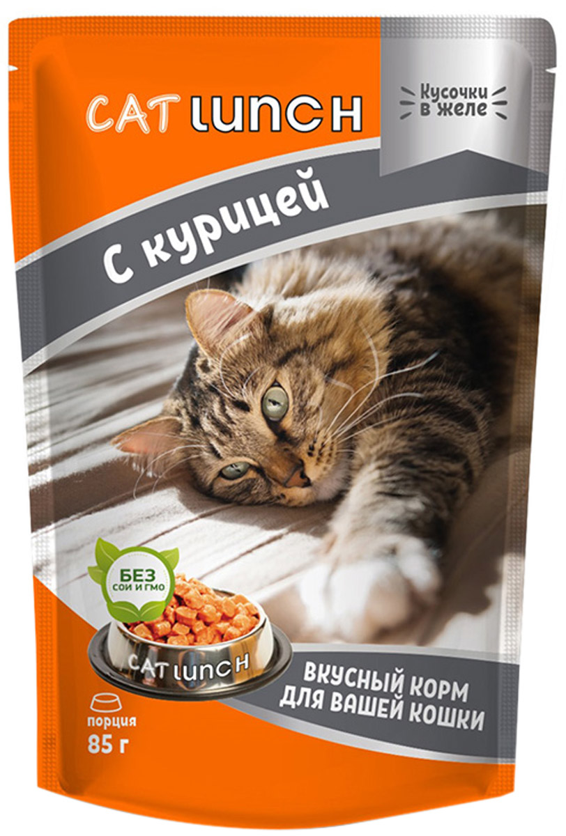 Cat Lunch для взрослых кошек с курицей в желе (85 гр х 24 шт)