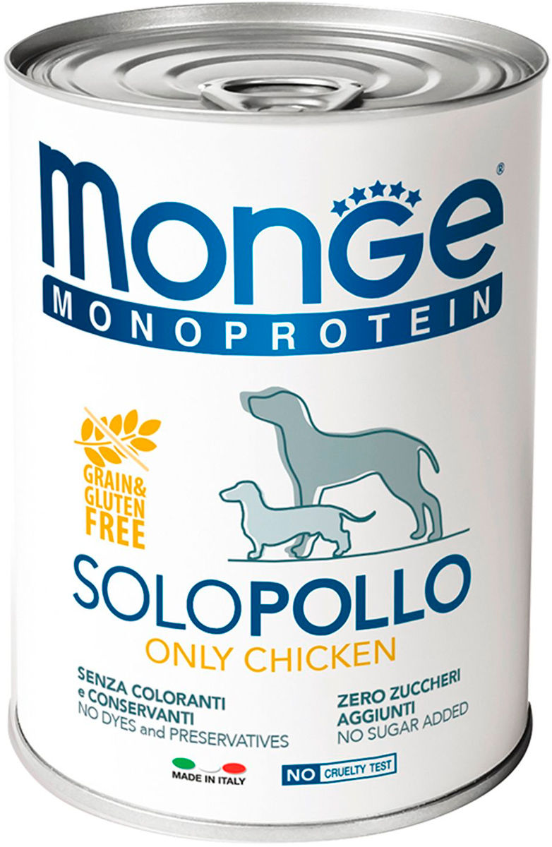 Monoproteico  Магизоо Monge Monoprotein Solo Dog монобелковые для взрослых собак паштет с курицей 70014212bs (400 гр)