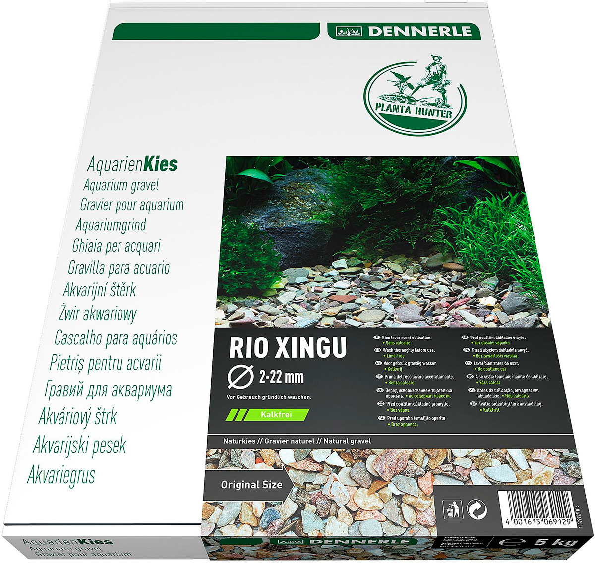 Грунт для аквариума Dennerle Nature Gravel PlantaHunter Rio Xingu Mix коричнево-серый 2 – 22 мм 5 кг (1 шт)