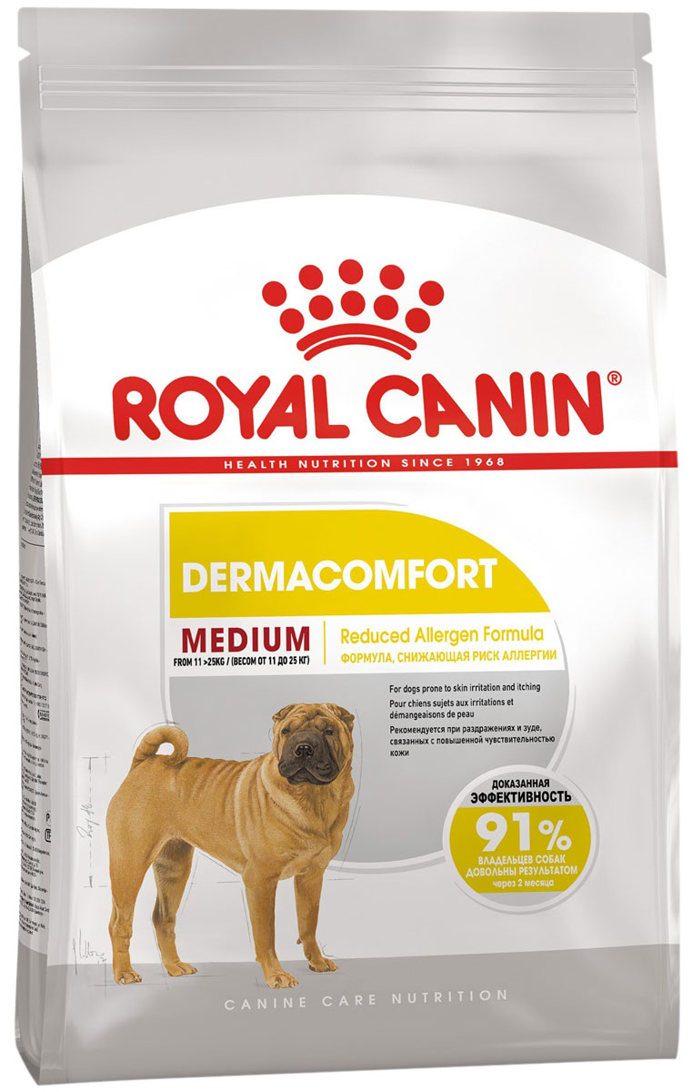 Royal Canin Medium Dermacomfort для взрослых собак средних пород при аллергии (10 + 10 кг)