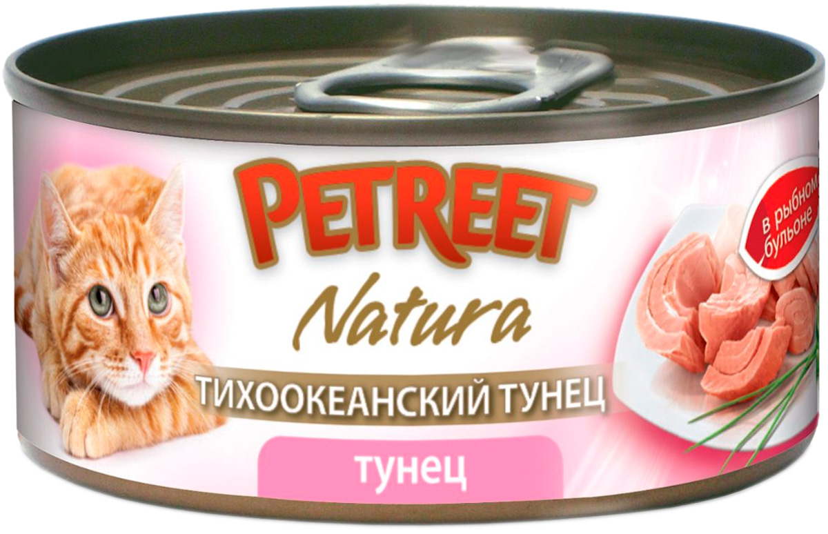   Магизоо Petreet Natura для взрослых кошек с тихоокеанским тунцом в рыбном супе банка (70 гр)