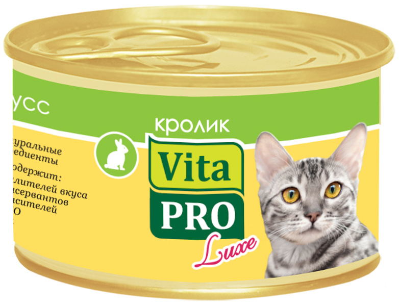 Vita Pro Luxe для взрослых кошек мусс с кроликом  (85 гр х 24 шт)