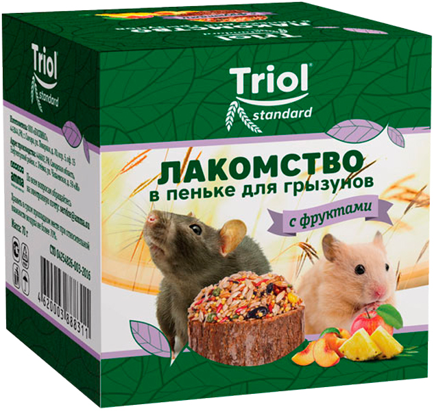 Triol Standard лакомство в пеньке для мелких грызунов с фруктами (1 шт)