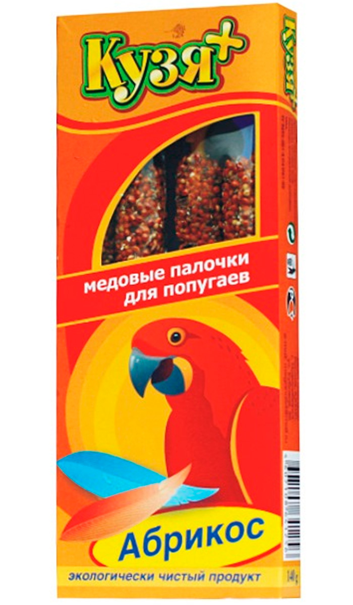 кузя+ лакомство для попугаев палочки медовые с абрикосом уп. 4 шт (1 шт)