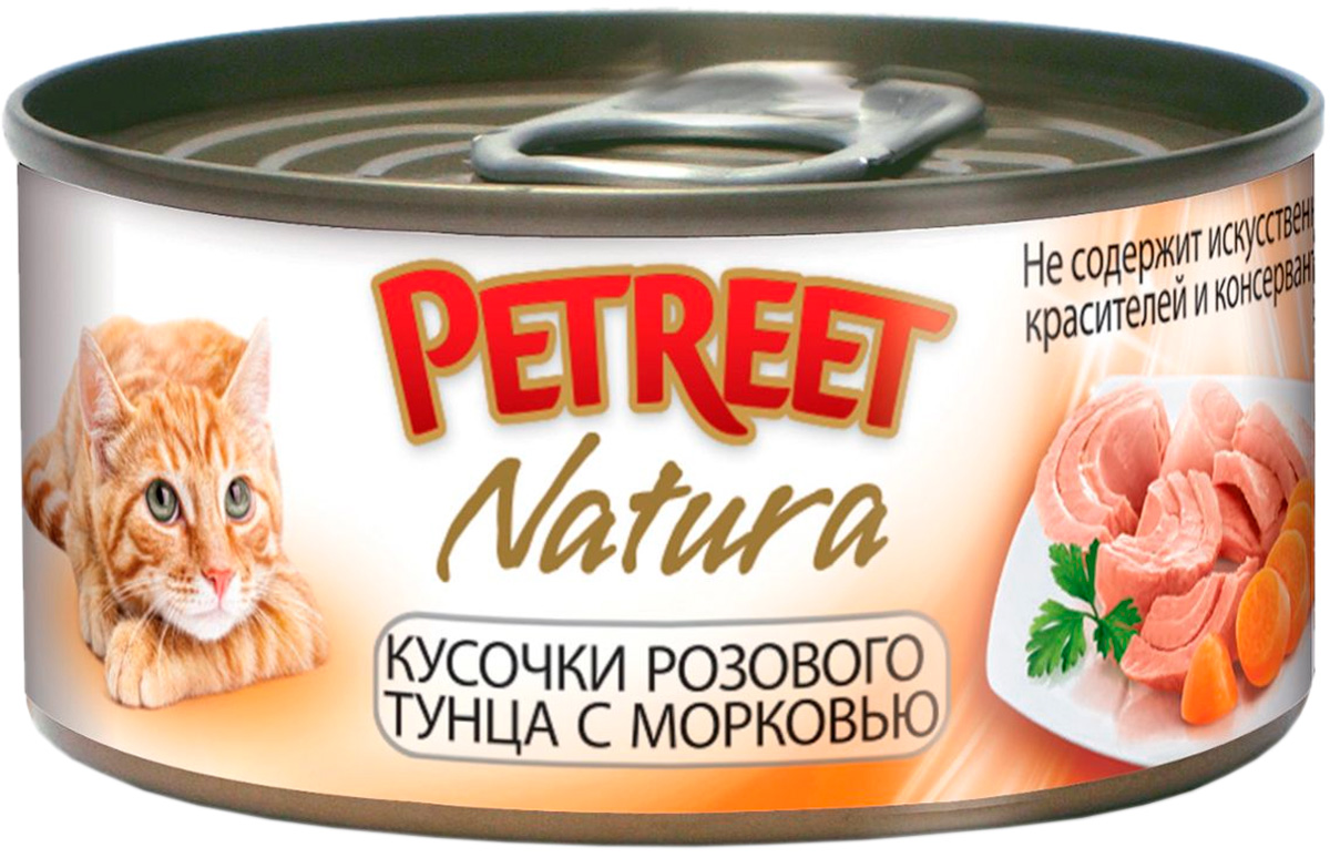 Petreet Natura для взрослых кошек с тунцом и морковью (70 гр)