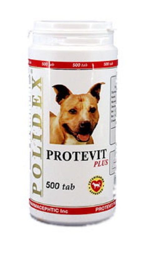 Энергия и витамины Polidex Protevit Plus – Полидекс Протевит Плюс витаминно-минеральный комплекс для собак для роста мышечной массы и повышения выносливости (150 таблеток)