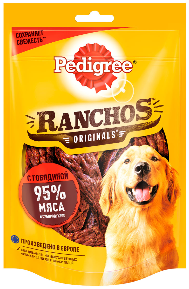  Лакомство Pedigree Ranchos для собак мясные ломтики с говядиной 58 гр (1 шт)