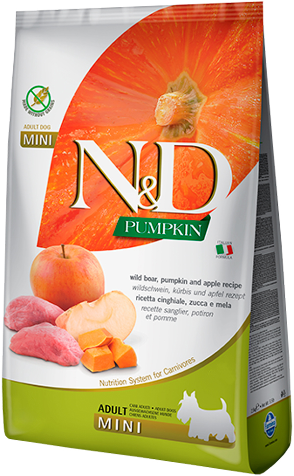 Farmina Dog N&d Grain Free Pumpkin Adult Mini Boar & Apple беззерновой для взрослых собак маленьких пород с кабаном, яблоком и тыквой (7 кг)