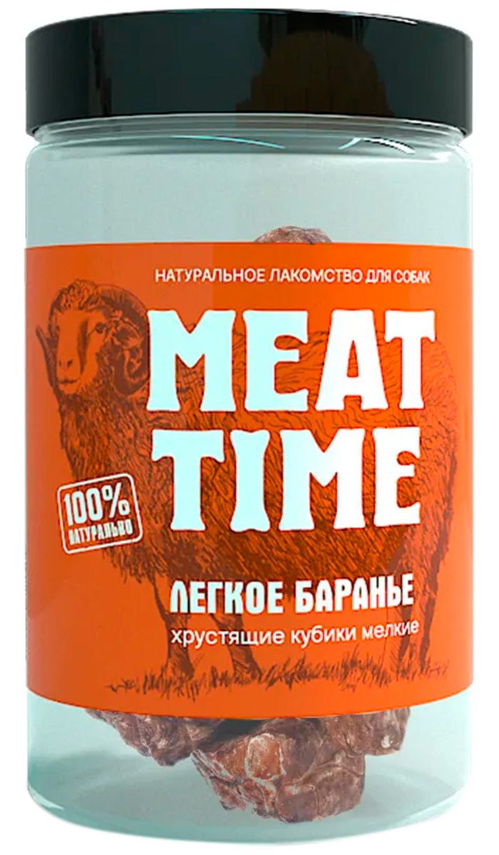 Лакомство Meat Time для собак легкое баранье хрустящие кубики мелкие (90 гр)