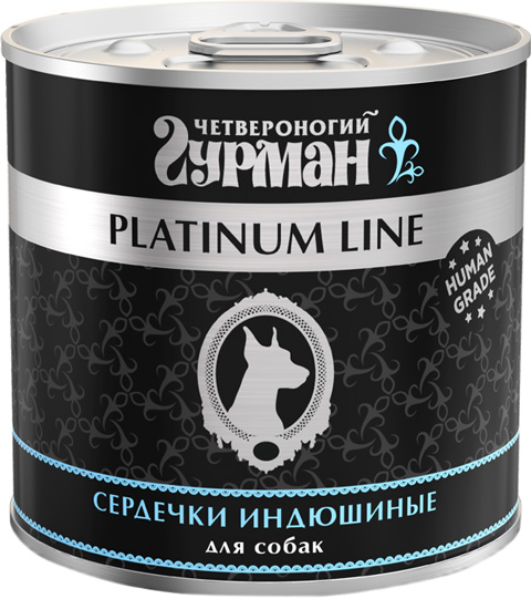  четвероногий гурман Platinum Line для взрослых собак с сердечками индюшиными в желе  (240 гр)