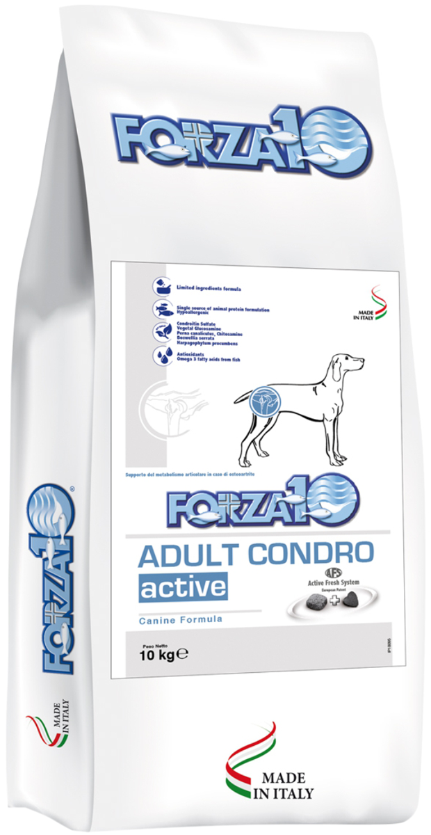 Forza10 Dog Condro Active для взрослых собак всех пород при заболеваниях опорно-двигательного аппарата (10 кг)