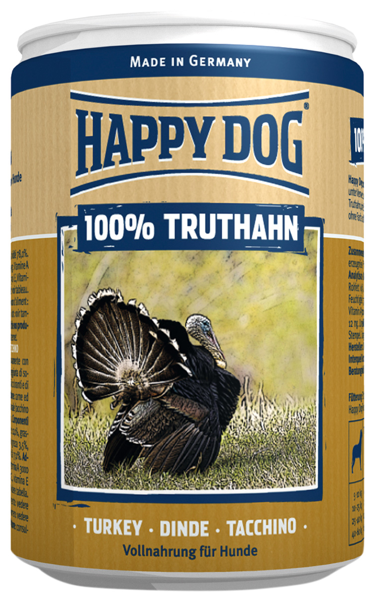 Happy Dog 100 % мясо для взрослых собак с индейкой  (400 гр)