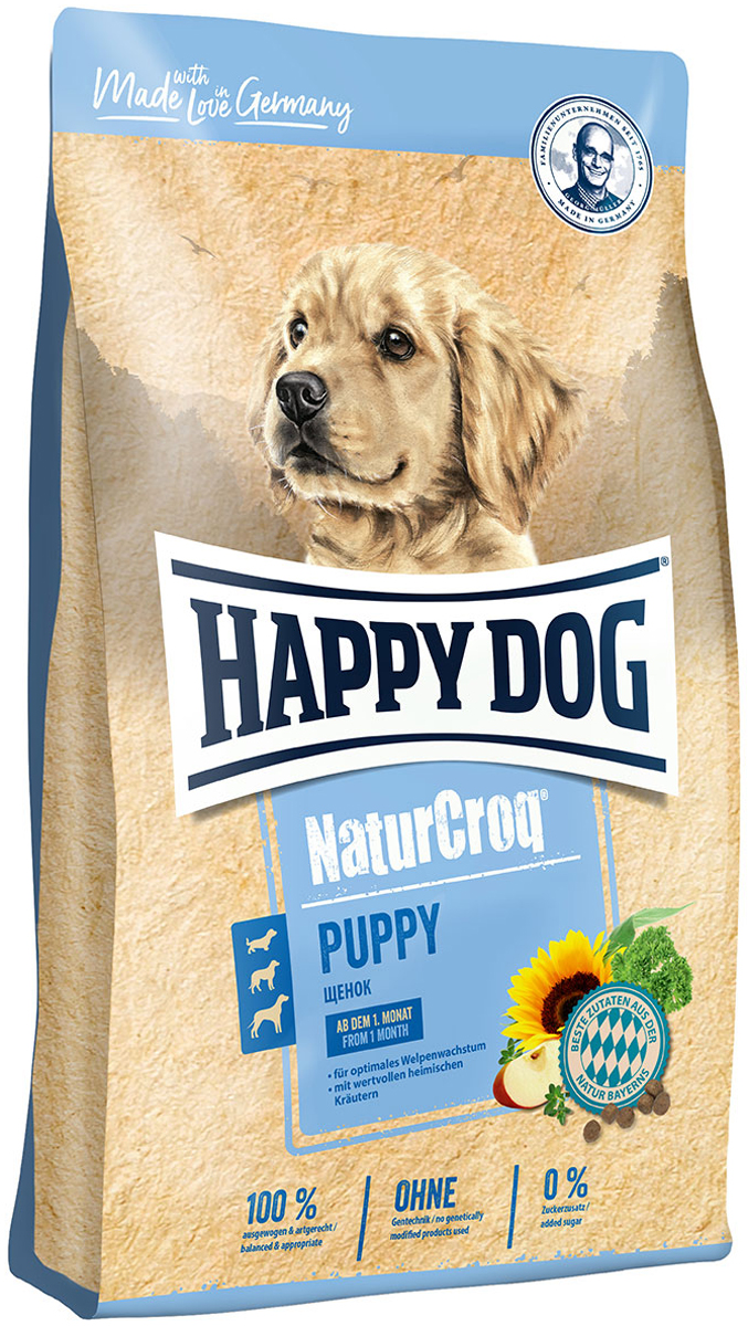 Happy Dog Naturcroq Puppy для щенков всех пород с птицей  (15 кг)