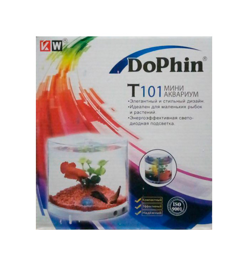 Аквариум Dophin T101 пластик 1,4 л голубая подсветка (1 шт)